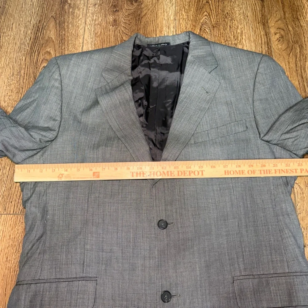 Murano Mens Gray 100%Wool Blazer Sport Coat Made in Italy Size 42L Formal Luxury